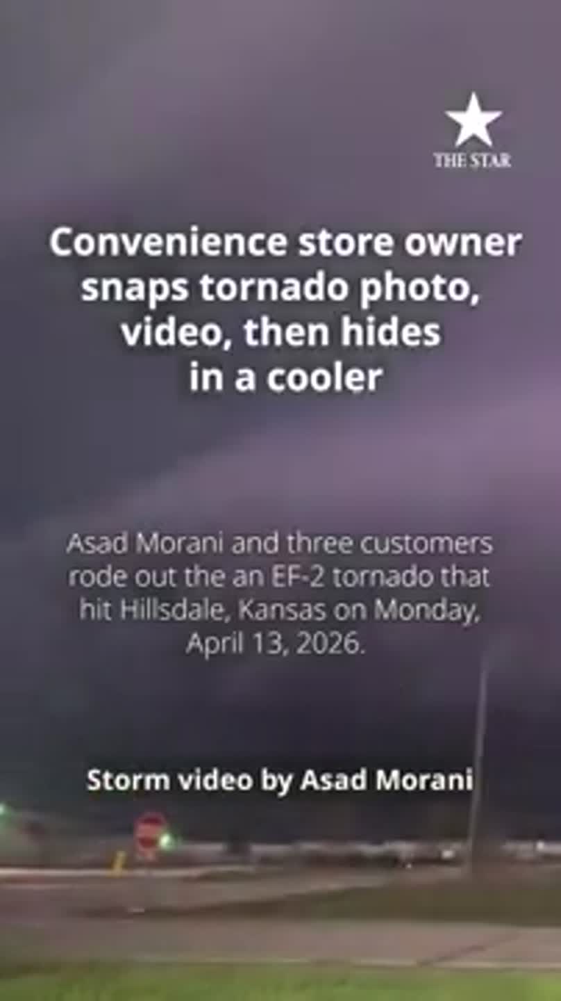 Kansas convenience store owner gets video of tornado, then hides in cooler