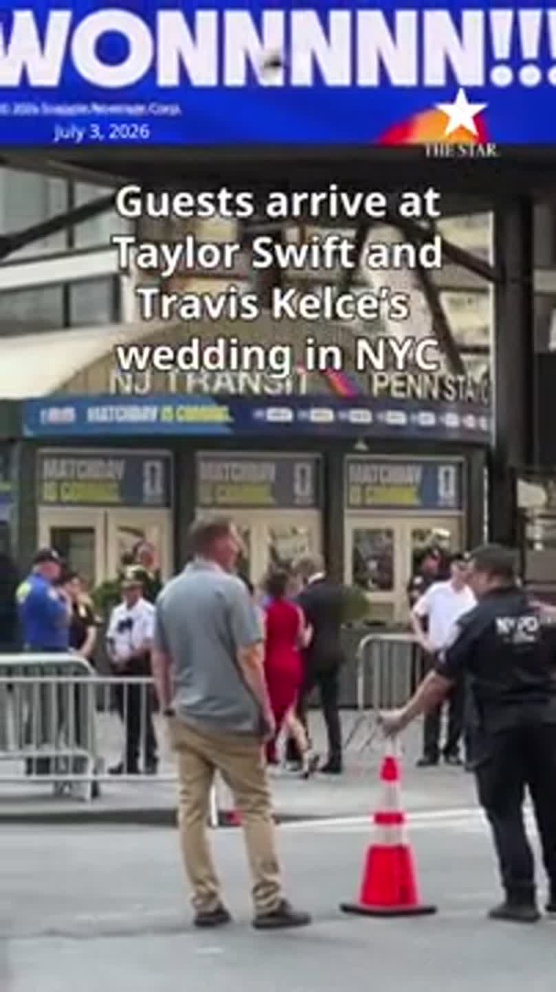 Celebrity guests enter Madison Square Garden for Taylor Swift-Travis Kelce wedding