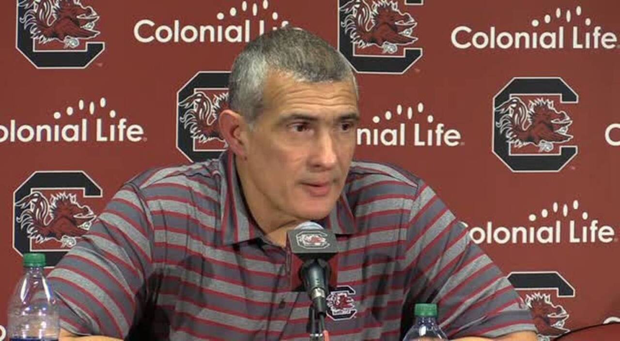 Frank Martin reacts after Gamecocks' win over Florida