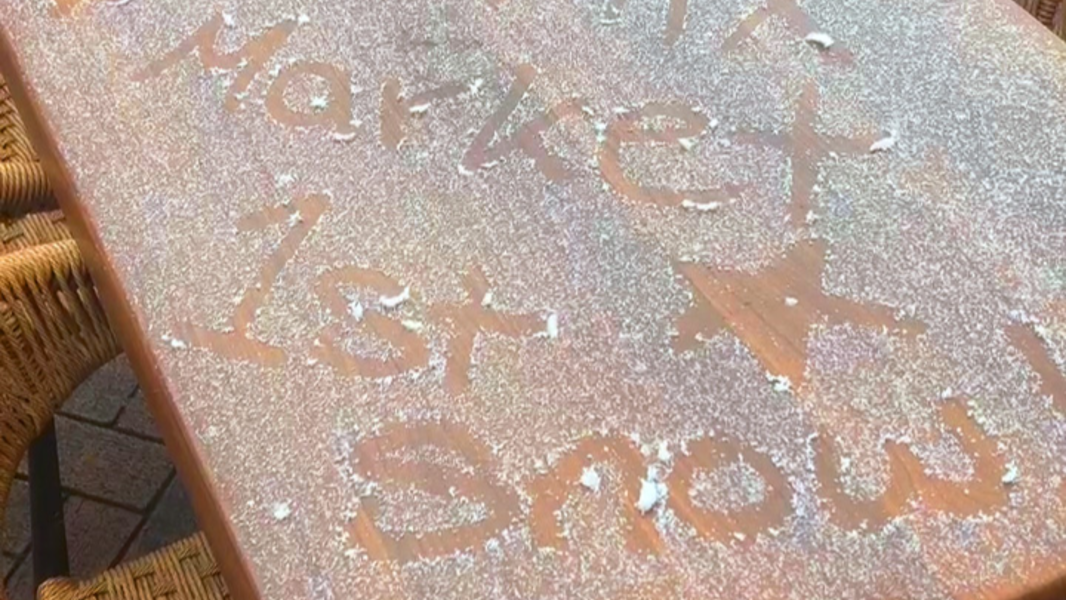 Raw Video: Snow now falling in Columbus, GA