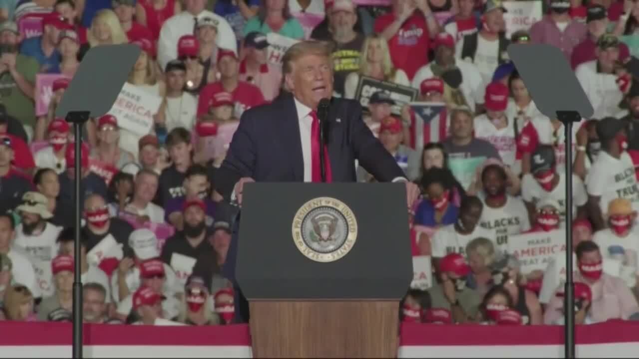 President Trump mocks Biden campaign for following CDC guidelines