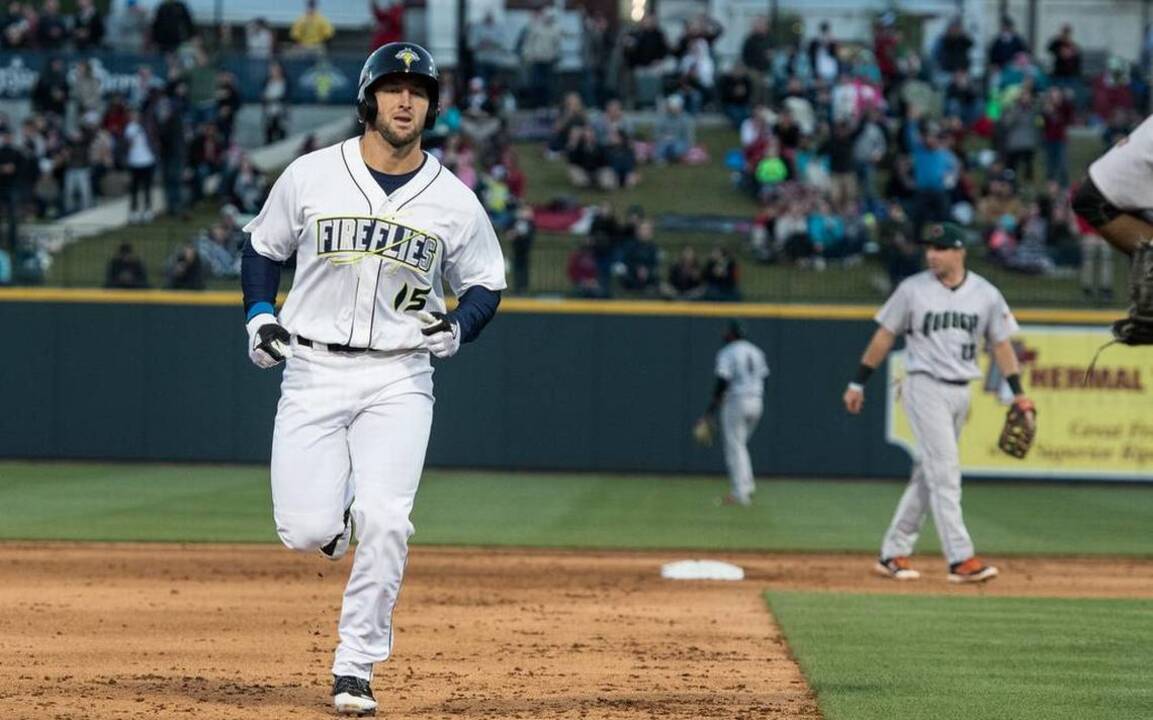 Tim Tebow homers in first Columbia Fireflies at-bat