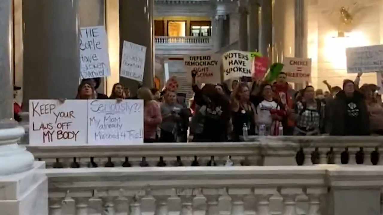 Pro-abortion rights protest erupts in KY Capitol during case ...