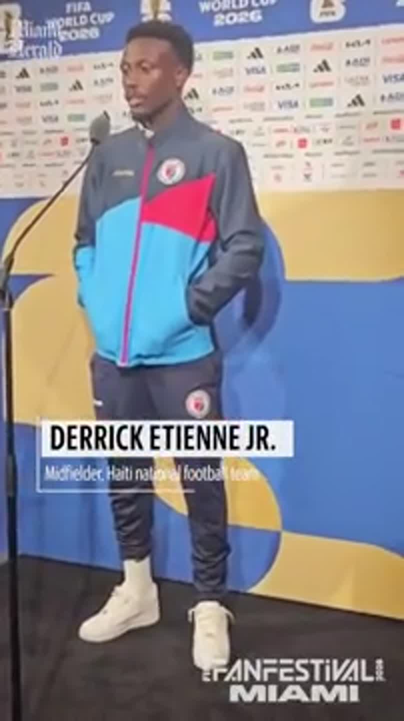 Haiti's Derrick Etienne Jr. speaks after World Cup loss to Brazil
