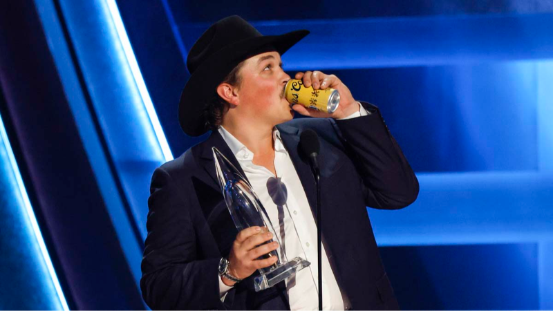 Sunnyside's Zach Top speaks to the media after winning the New Artist of the Year at the 59th Annual CMA Awards