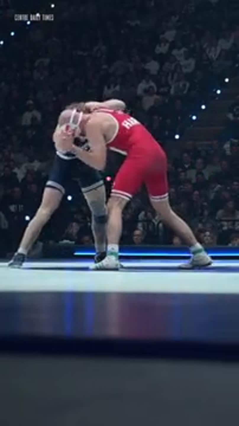 Nebraska's Hardy and Penn State's Davis scuffle after 141 lb bout