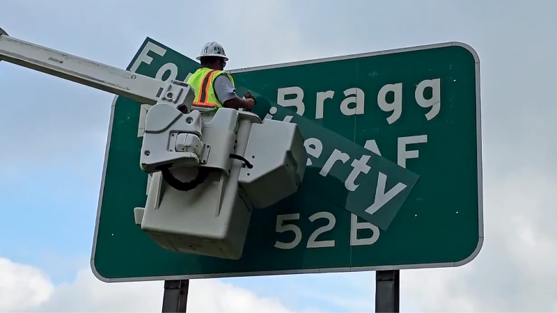 NCDOT begins putting Fort Bragg signs back up in Fayetteville