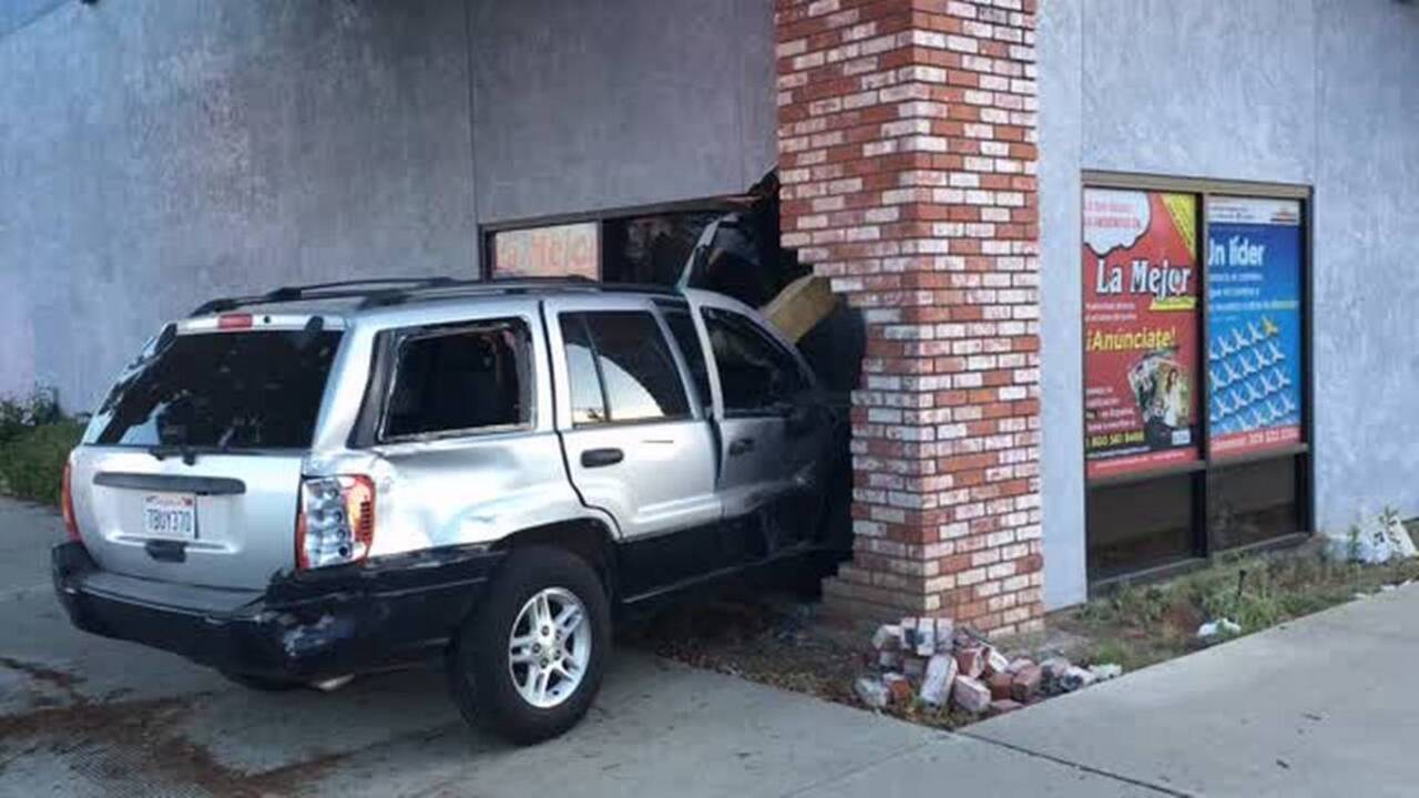 Vehicle crashes in to building in Modesto