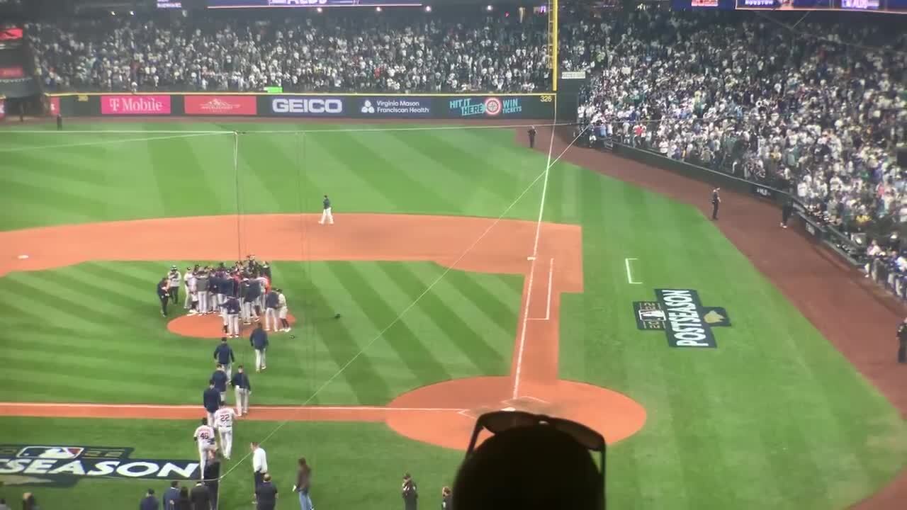 60 seconds after season-ending final out, as Astros celebrate on the field, Seattle’s fans roar “LET’S GO MARINERS!”