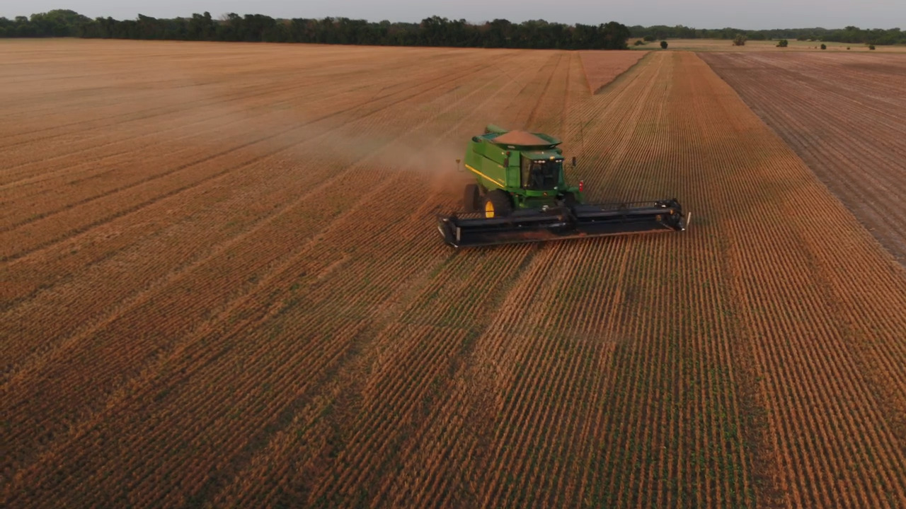 Drone views of wheat harvest in Sumner County