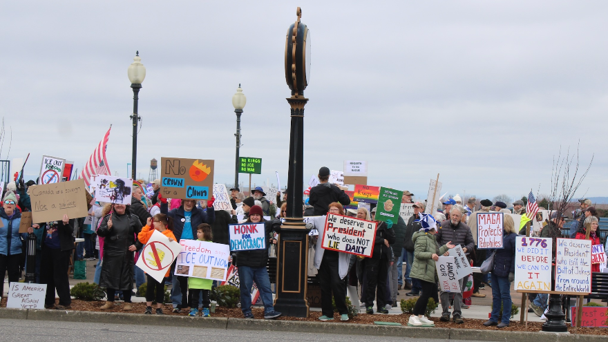 Hundreds of protesters gather in Blaine for nationwide No Kings march