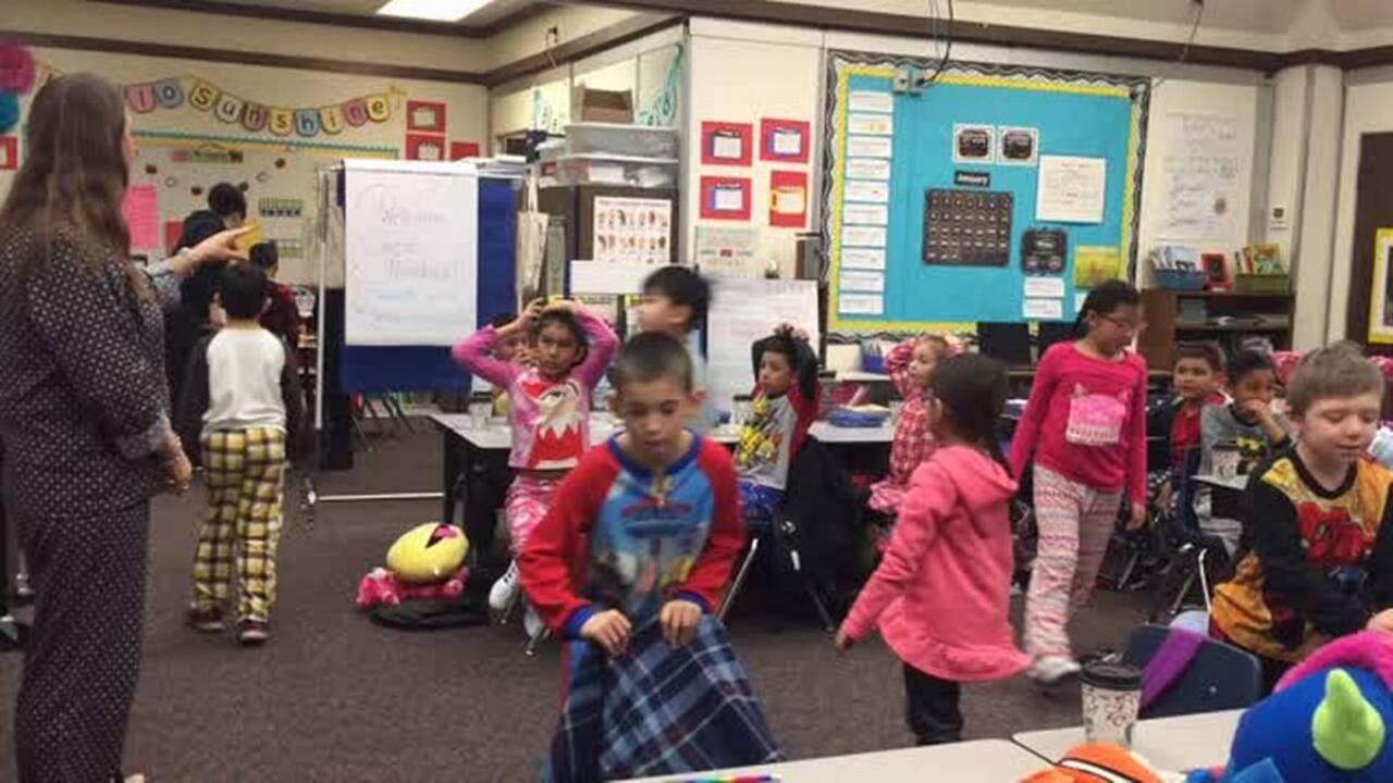 Pajama-clad Eisenhut 2nd graders read s'more