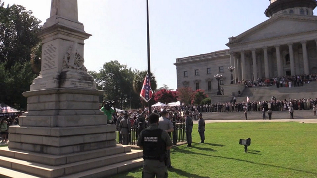 York County group watches Confederate flag come down