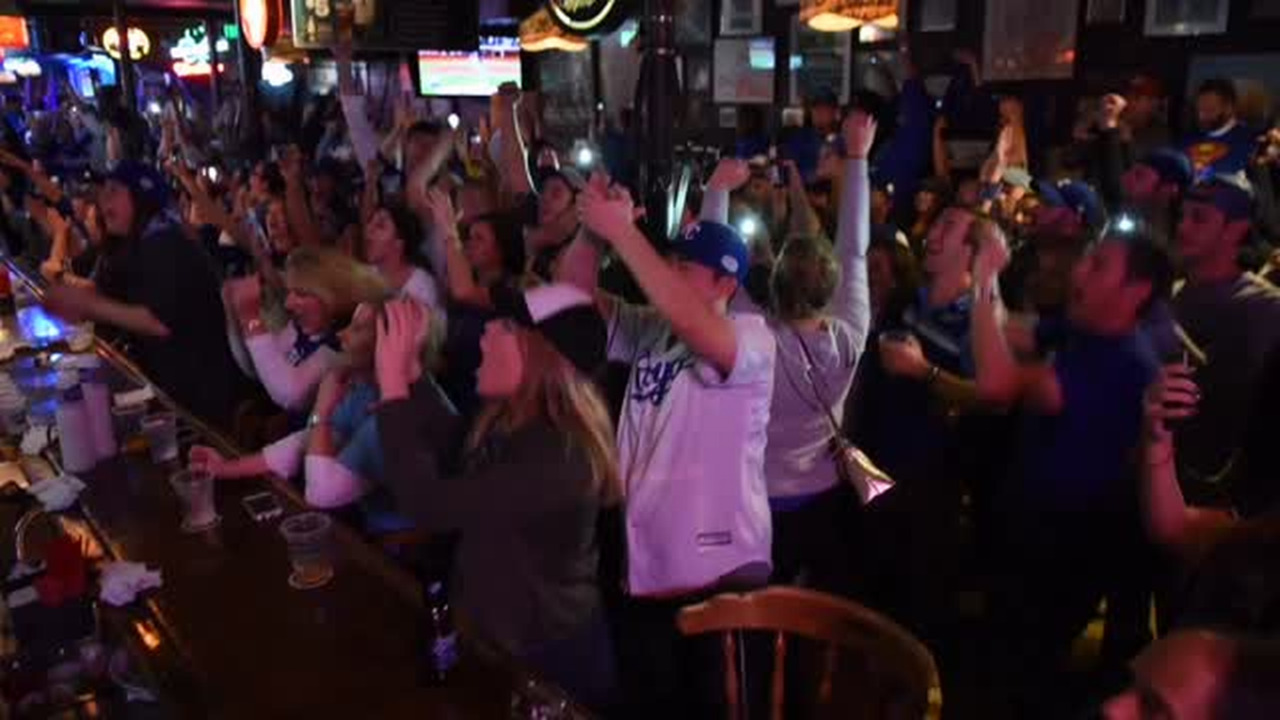Fans at Kelly’s in Westport celebrate World Series win