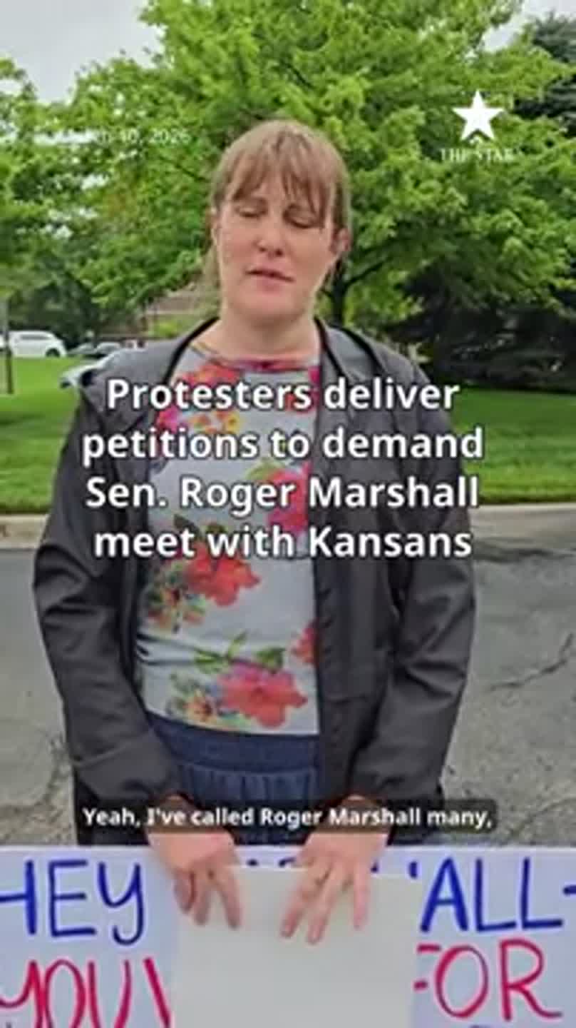 Protesters deliver petitions to demand Sen. Roger Marshall meet with Kansans