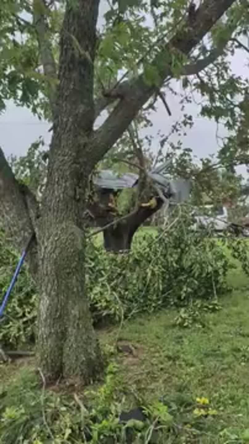 Severe storm damage in Springtown, Texas