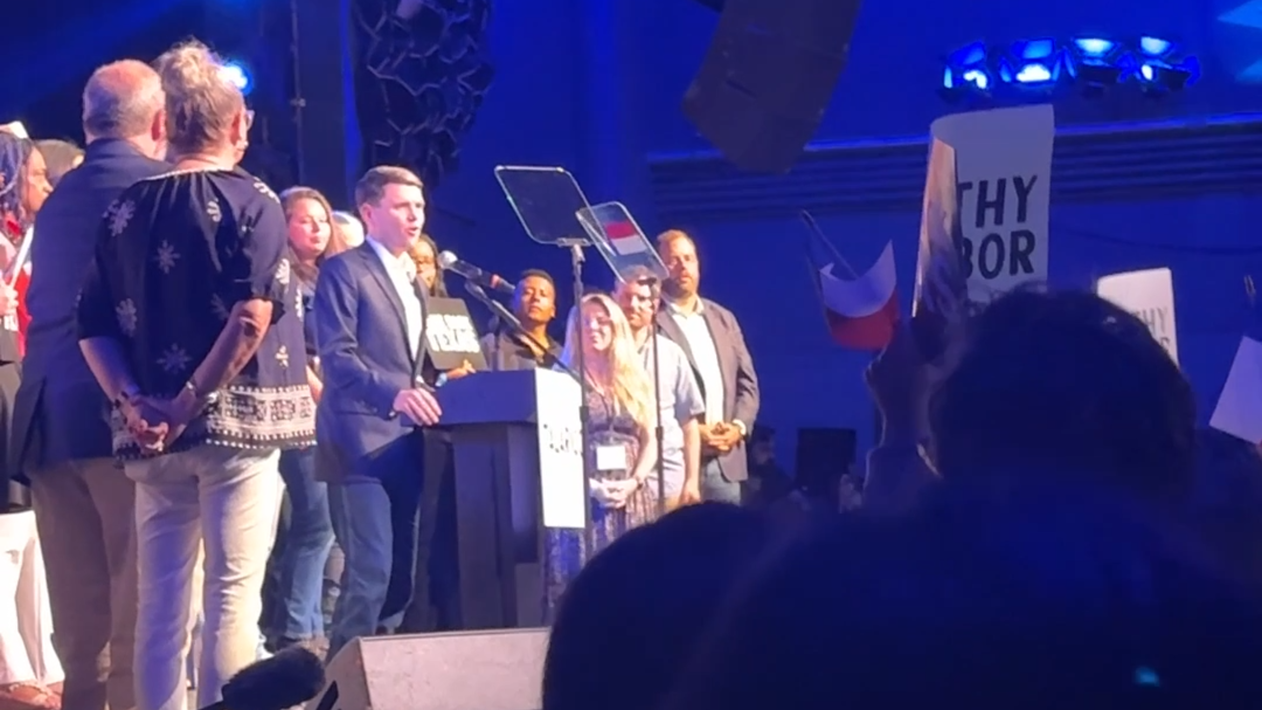 James Talarico speaks to supporters on election night