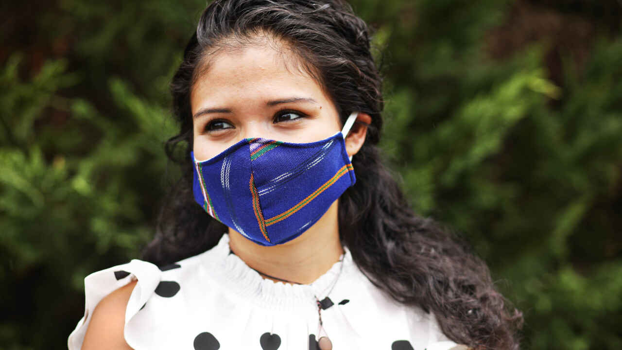 Designer Lisbeth Arias has added face masks to her clothing line Descalza