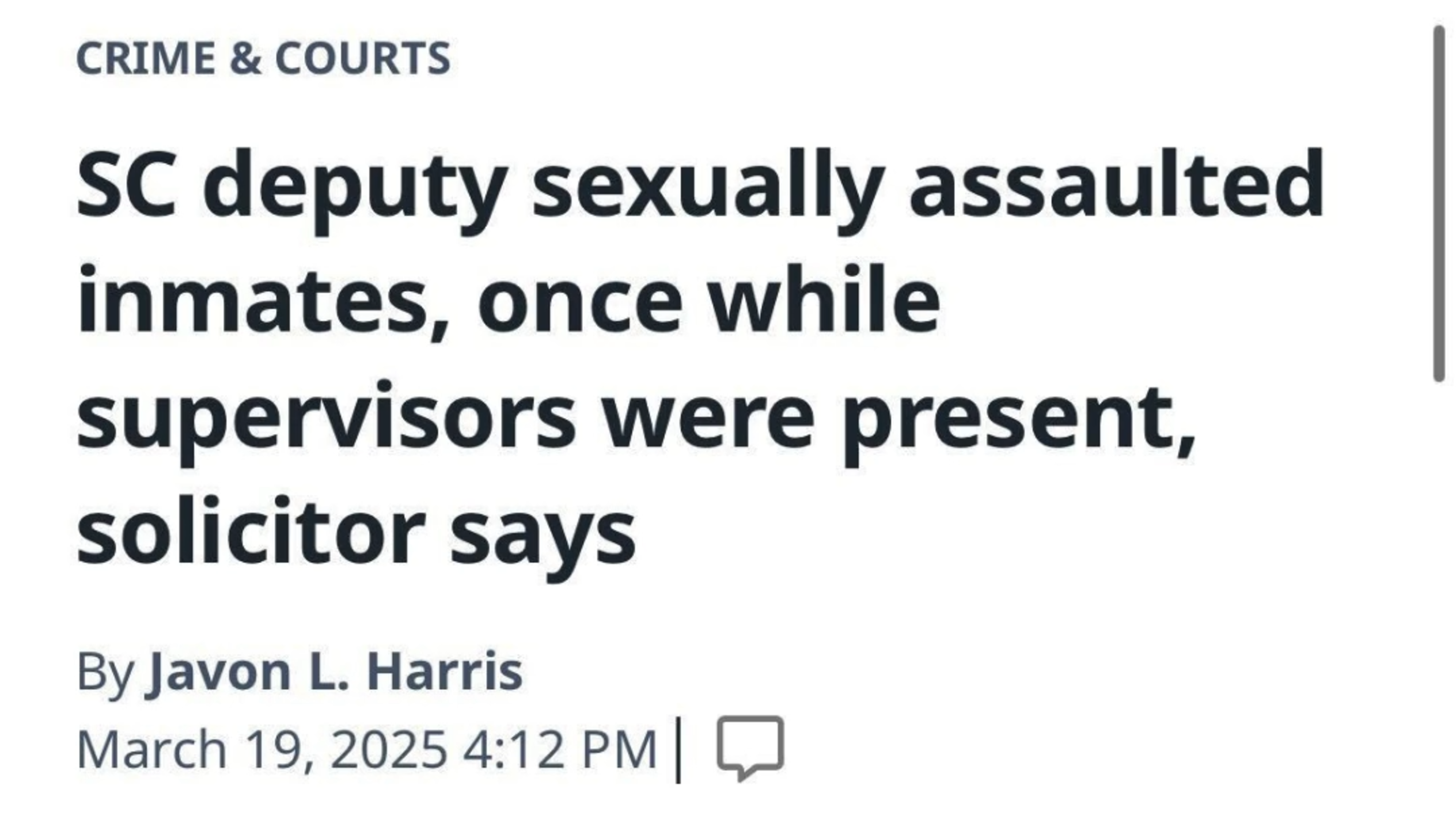 Ex-SC corrections deputy sentenced for sexual assaults on inmates and co-workers; supervisors face charges