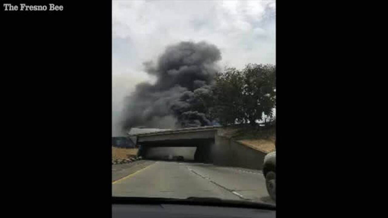 Big rig crashes and explodes, causing highways 99 and 152 closures