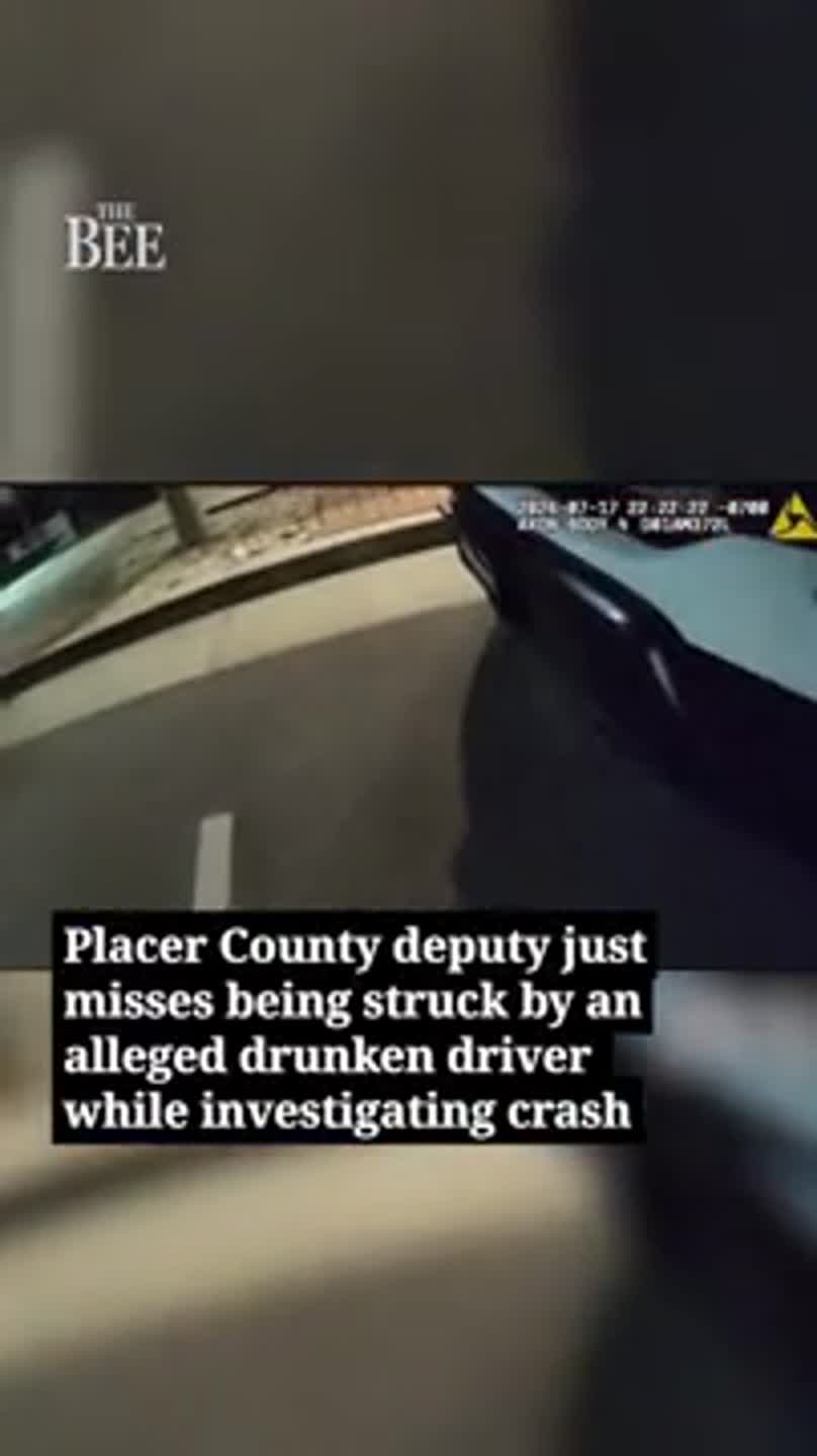 Moment suspected drunken driver's car narrowly misses Placer County deputy