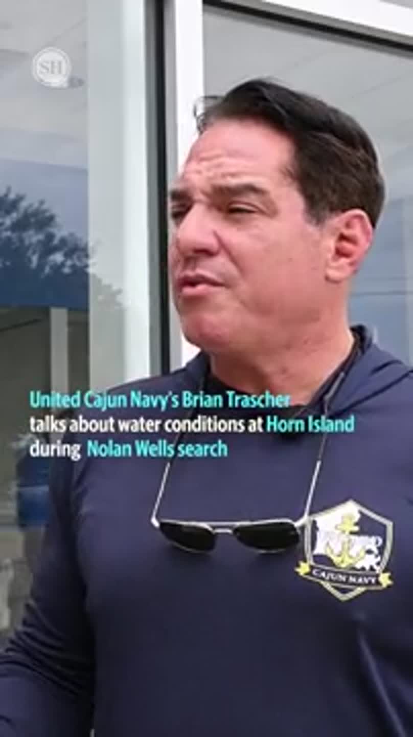 Brian Trascher talks about water conditions at Horn Island during Nolan Wells search