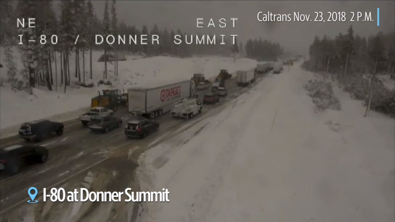 I-80 slowly moving after closure near Donner Pass, chains no longer required