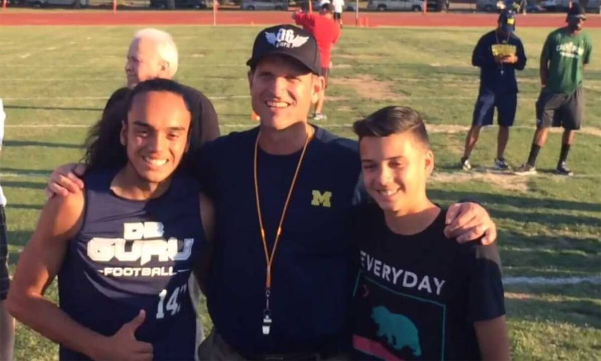 Jim Harbaugh comes to Fresno to run football camp