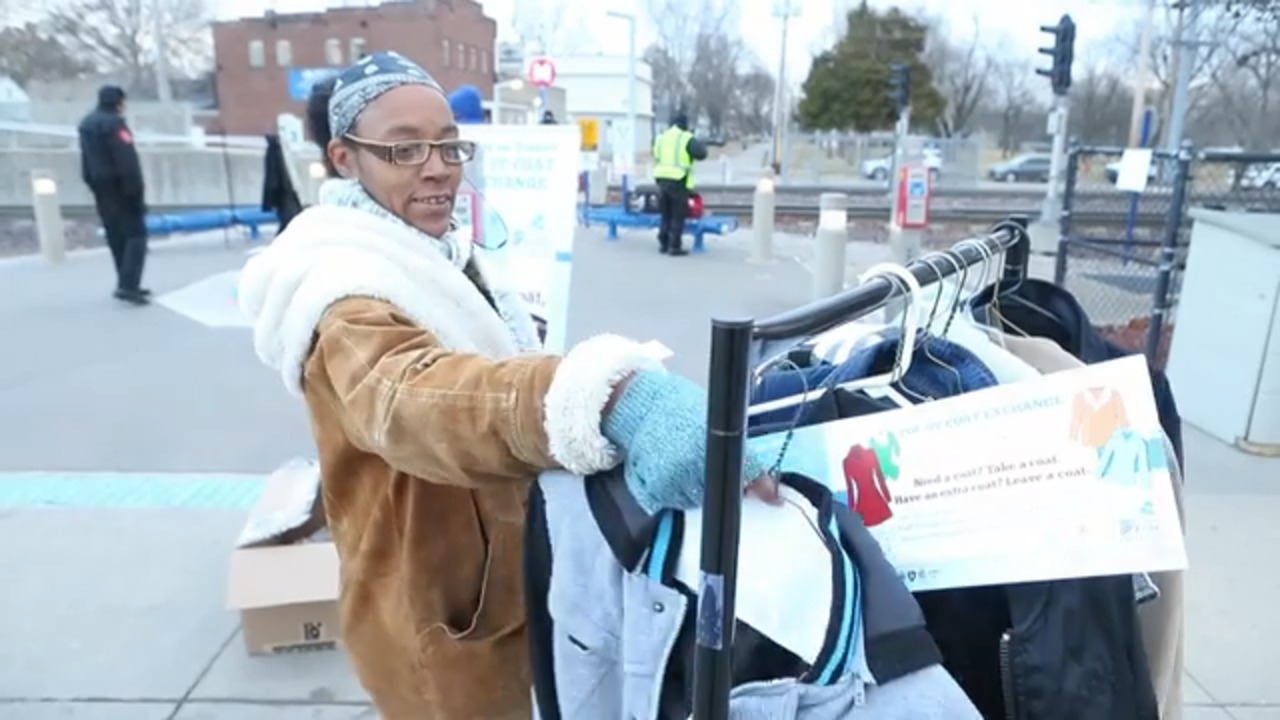 Take a coat give a coat exchange at MetroLink station