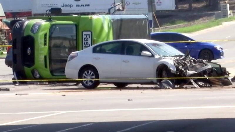 Four people hospitalized after airport shuttle crash on Glenwood Ave.