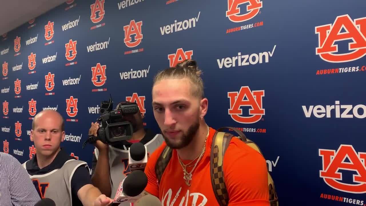 Auburn receiver Sal Cannella reacts to the Tigers’ 56-23 win over Mississippi State