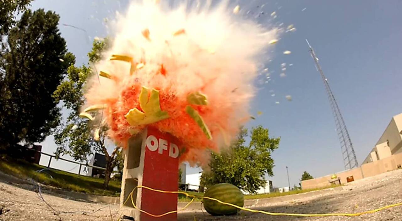 Exploding watermelon demonstrates the power of fireworks
