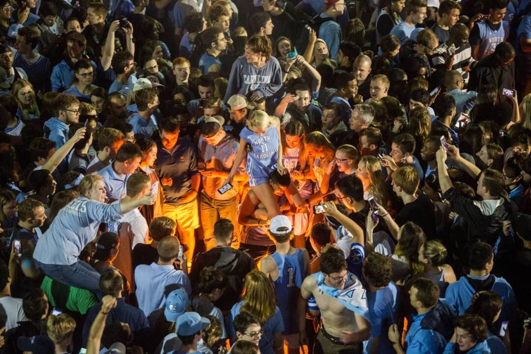 Time lapse video of fans celebrating national championship on Franklin Street