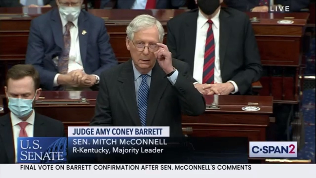 The Senate votes to confirm judge Amy Coney Barrett to the Supreme Court