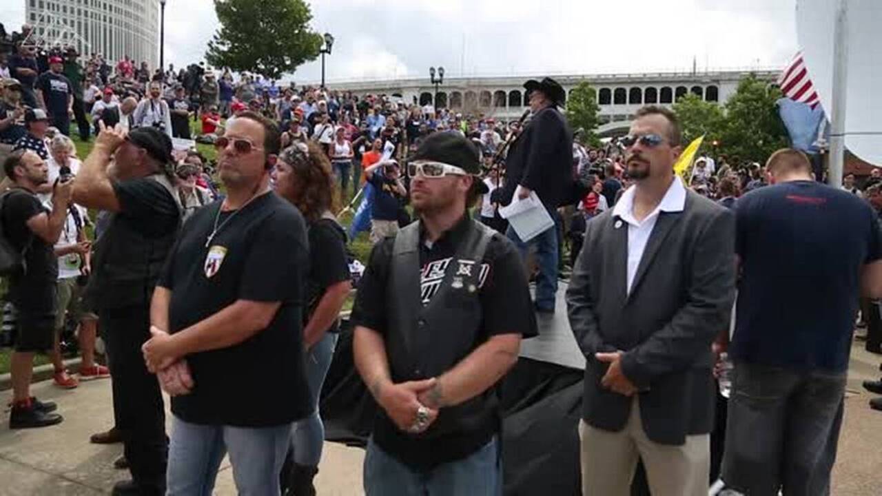 Trump protesters and supporters hold dueling rallies on day one of the RNC