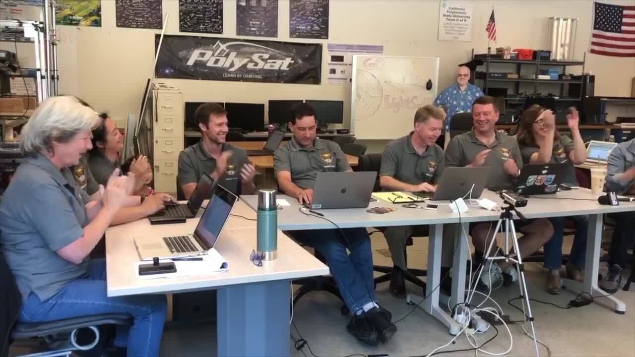 Watch scientists react to historic spacecraft moment from mission control at Cal Poly