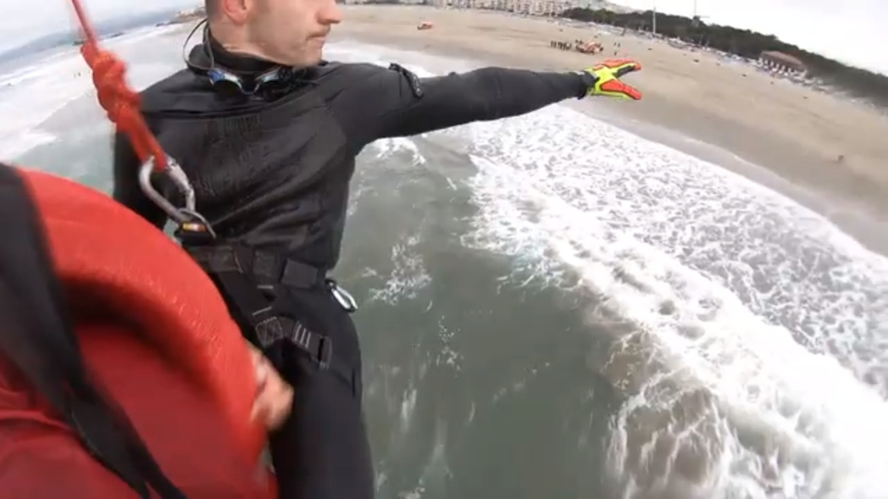 Watch a helicopter water rescue drill from the rescuer’s point of view