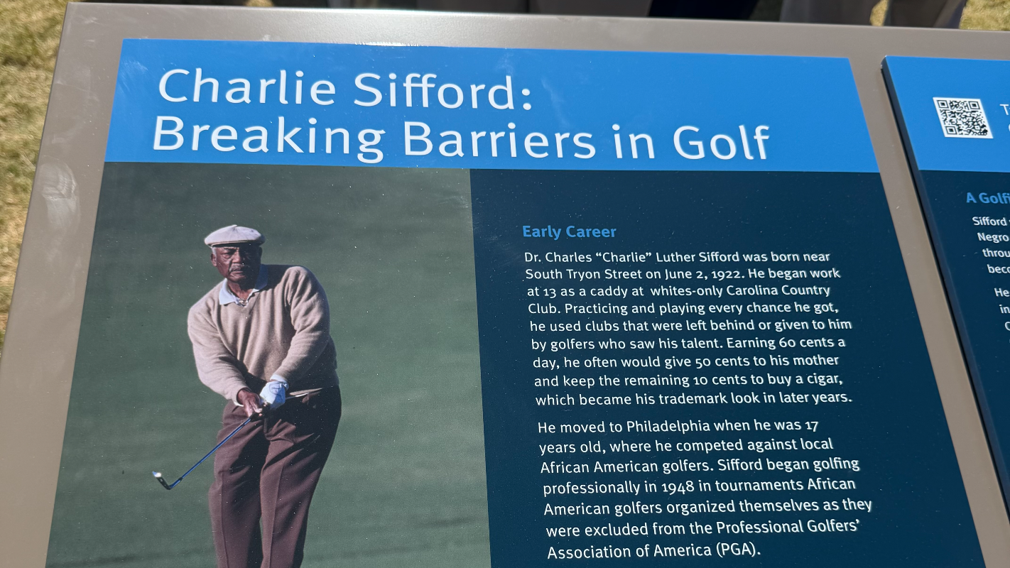 Local golfer Charlie Sifford honored with statue in uptown Charlotte