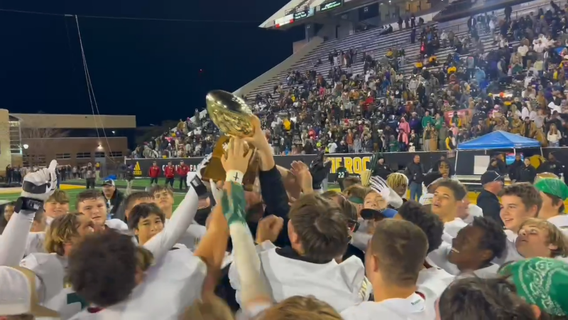 Poplarville celebrates after winning 2024 4A state championship game.