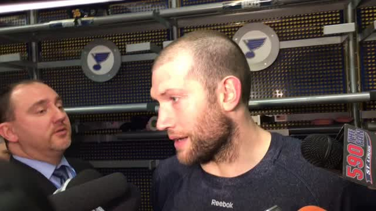 Blues captain David Backes talks after Game 2 loss