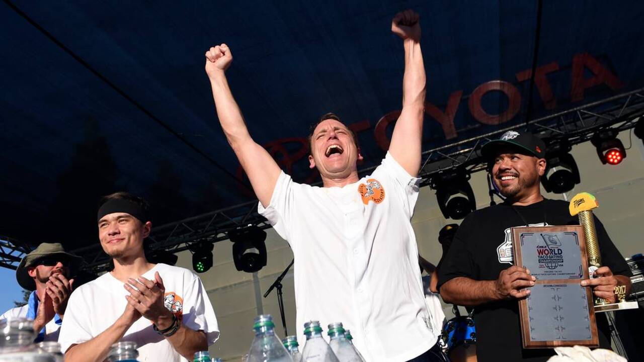 It’s Joey Chestnut, of course, on top of taco-eating world
