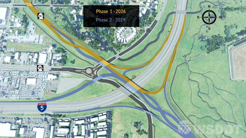 WSDOT builds new diverging diamond interchange in Fife