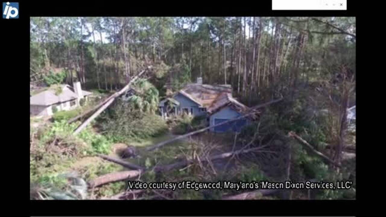 Drone footage of neighborhood on Hilton Head after Hurricane Matthew