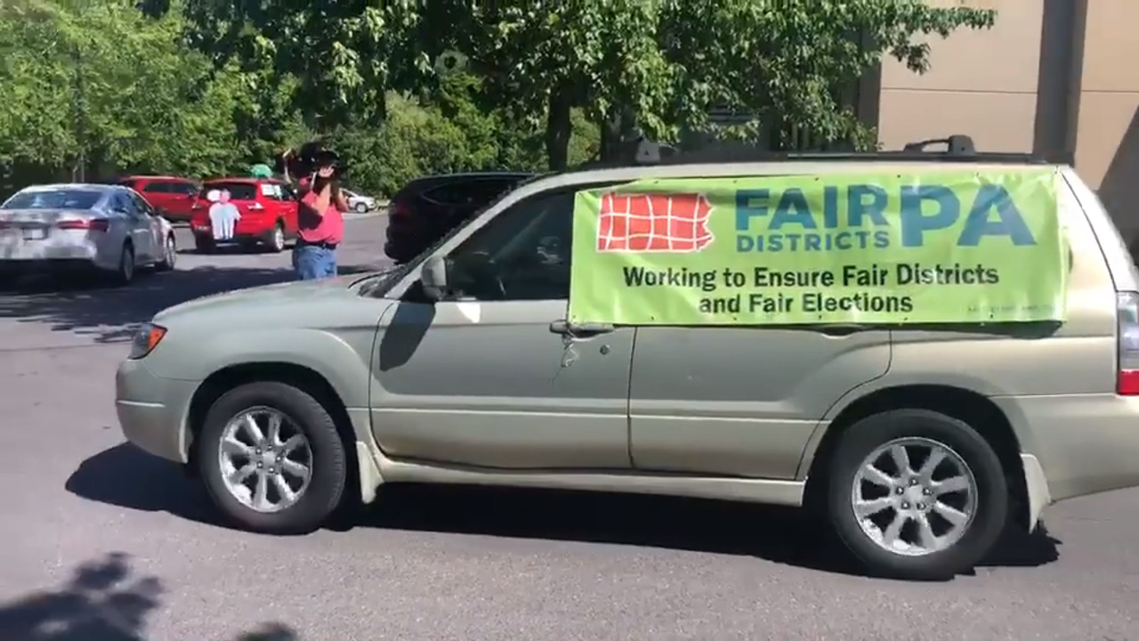 ‘It’s time.’ Fair Districts PA pushes for redistricting reform in drive-by protest