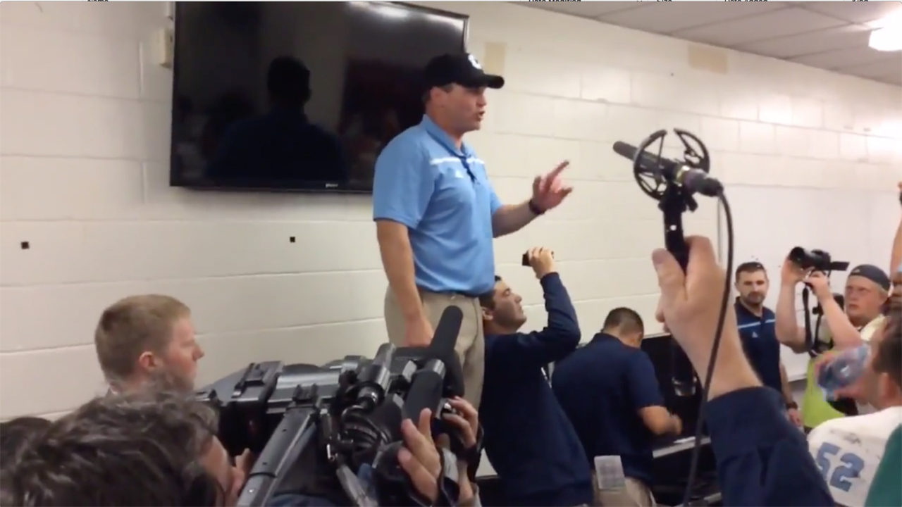 Watch Mike Houston in action after his Citadel team upset South Carolina in 2015