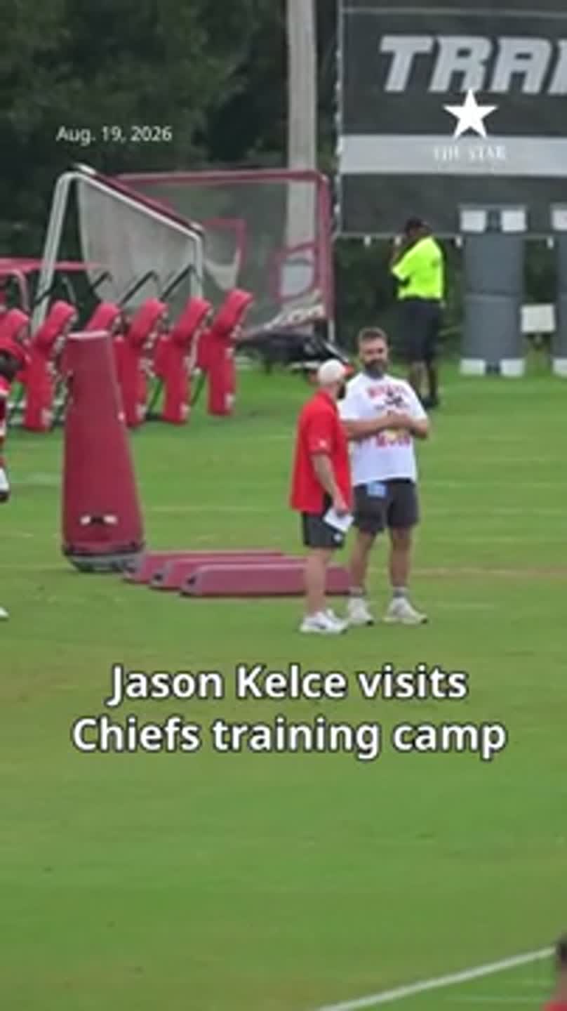 Jason Kelce visits Chiefs training camp in St. Joseph, Missouri