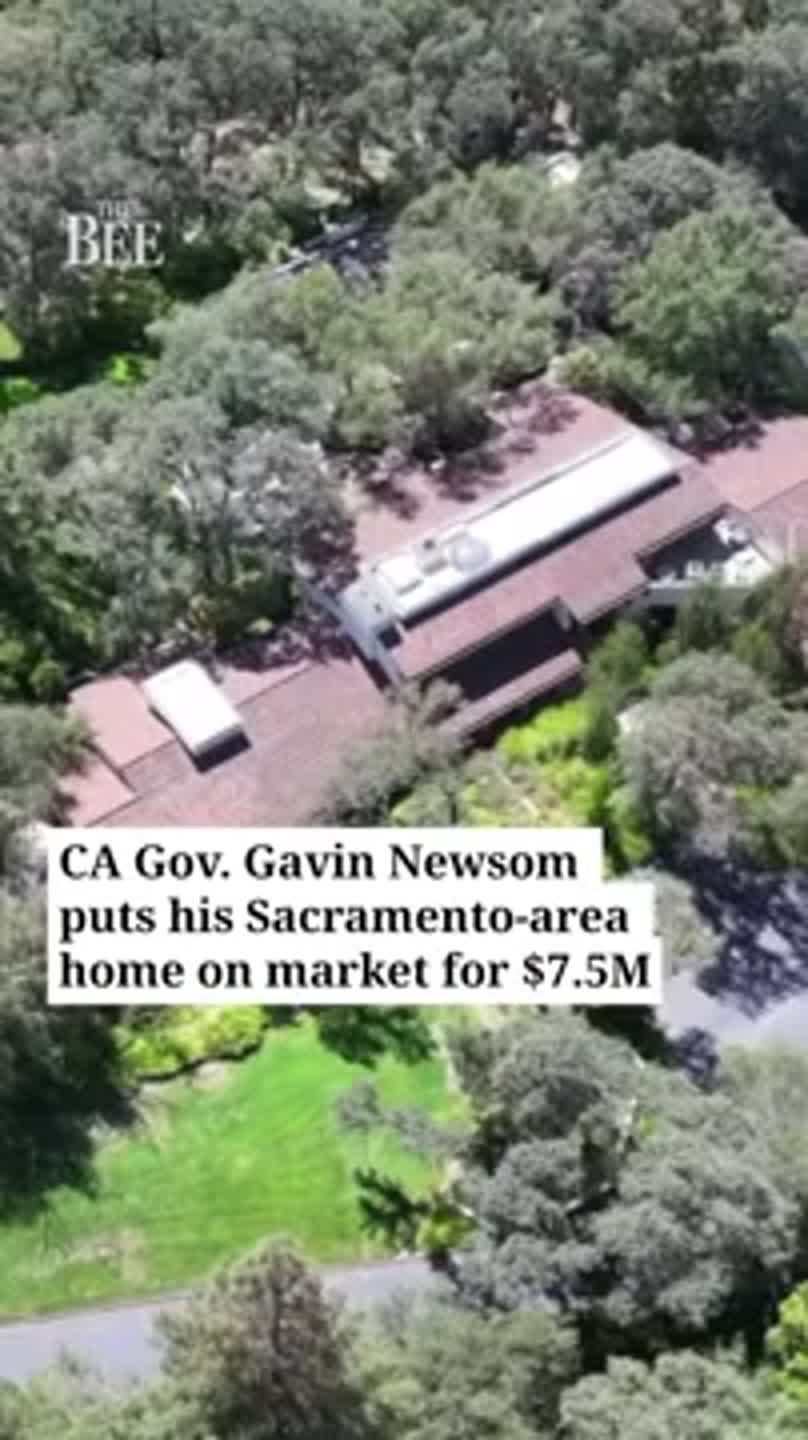Drone video shows Newsom's Fair Oaks home now on market for $7.5M