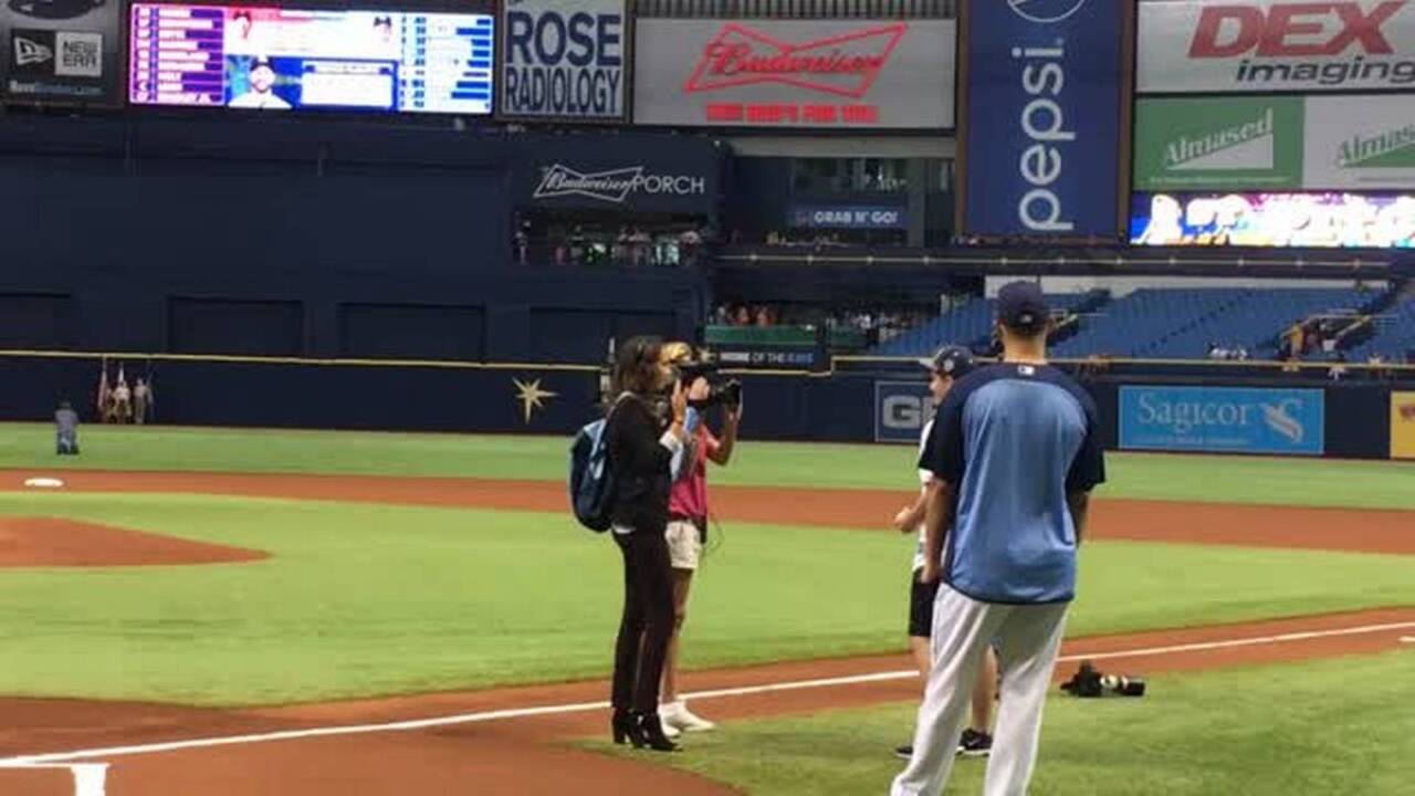 Inspiration Academy alumnus Kevin Ewing throws out first pitch at Rays game