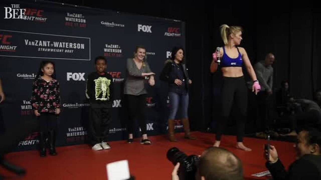MMA fighter Paige VanZant and fans have a dance off