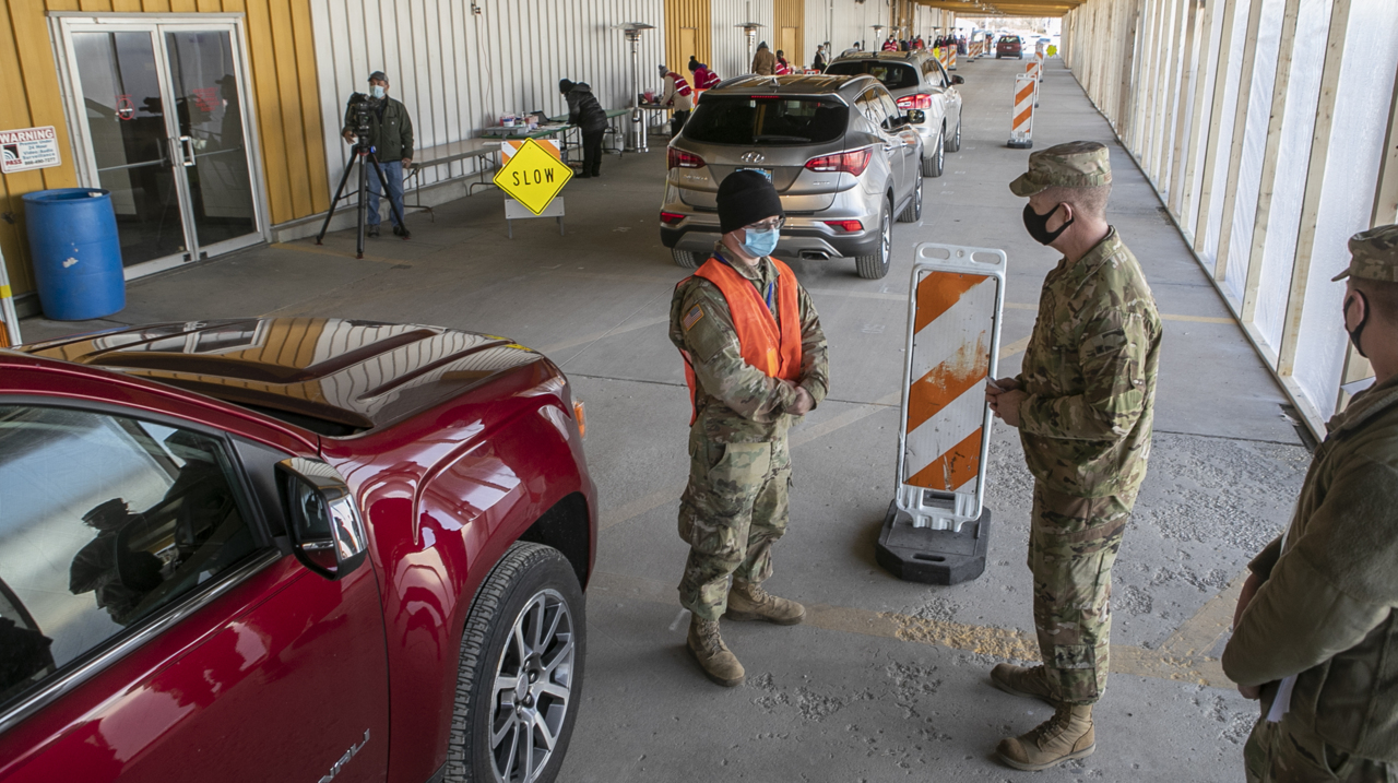 Adjutant general for the Illinois National Guard tours Belleville, IL mass covid vaccination site